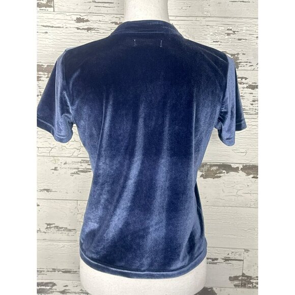 MADEWELL Velvet Tie-Neck Top Royal Blue Sz XS EUC - Picture 3 of 5